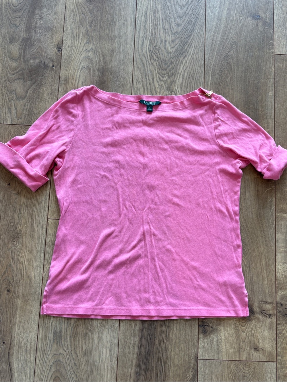 Ralph Lauren Pink Short Sleeve Boatneck Tee